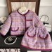 【18M-8Y】2-piece Girl Vintage Quilted Keep Warm Double-breasted Coat And Skirt Set