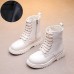 Girls Casual British Style Solid Color Tall Martin Boots