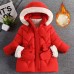 【18M-8Y】Girl Solid Color Quilted And Fleece Keep Warm Hooded Long Cotton Coat