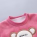 【12M-4Y】3-piece Unisex Cute Warm Monkey Embroidered Bowknot Round Neck Sweatshirt Hooded Vest Coat And Pants Set - 4450