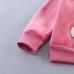 【12M-4Y】3-piece Unisex Cute Warm Monkey Embroidered Bowknot Round Neck Sweatshirt Hooded Vest Coat And Pants Set - 4450