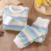 【9M-5Y】2-piece Unisex Keep Warm Colorful Stripe Print Long Sleeve Pajamas Set