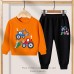 【2Y-13Y】Boy Cute Excavator Print Sweatshirt And Pants Set