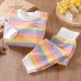 【9M-5Y】2-piece Unisex Keep Warm Colorful Stripe Print Long Sleeve Pajamas Set