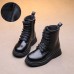 Girls Casual British Style Solid Color Tall Martin Boots