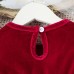 【3Y-7Y】Girl Retro Burgundy Velvet Lace Round Neck Long Sleeve Dress