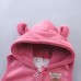 【12M-4Y】3-piece Unisex Cute Warm Monkey Embroidered Bowknot Round Neck Sweatshirt Hooded Vest Coat And Pants Set - 4450