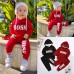 【12M-7Y】Boys Letter Print Hooded Long Sleeve Sweatshirt And Pants Set - 3488