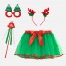 【2Y-7Y】4-piece Girls Christmas Tutu Skirt With Hair Accessories And Glasses And Magic Wand