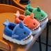 Unisex Kids Multicolor Thick Flannel Shark Slippers