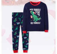 【2Y-8Y】2-piece Unisex Kids Christmas Print Long Sleeve Pajama Set