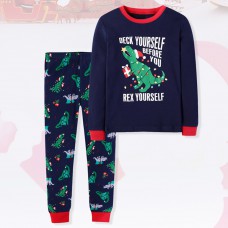 【2Y-8Y】2-piece Unisex Kids Christmas Print Long Sleeve Pajama Set