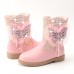 Girls Thick Rhinestone Pearl Butterfly Boots