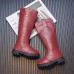 Girls Thick Solid Color PU Leather High Boots