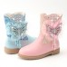 Girls Thick Rhinestone Pearl Butterfly Boots