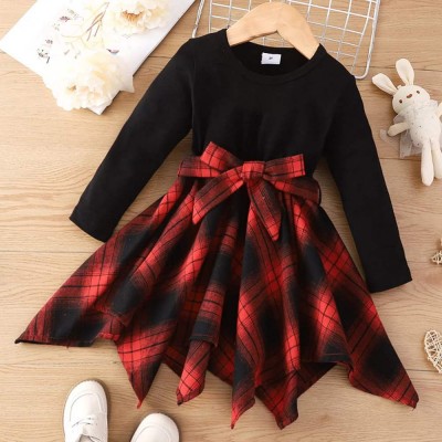 【2Y-7Y】Girls Plaid Long Sleeve Dress