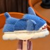 Unisex Kids Multicolor Thick Flannel Shark Slippers