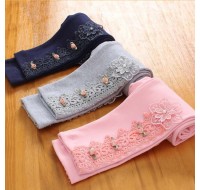 【12M-11Y】Girls Cotton Multicolor Lace AppliquÃ©d Leggings