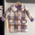 【18M-8Y】Girls Thick Purple Plaid Tweed Coat