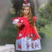 【4Y-12Y】Girls Christmas Print Short Sleeve Princess Dress