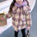 【18M-8Y】Girls Thick Purple Plaid Tweed Coat