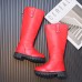 Girls Thick Solid Color PU Leather High Boots