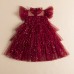 【2Y-8Y】Girls Star Mesh Ruffle Short Sleeve Dress