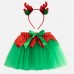 【2Y-7Y】2-piece Girls Christmas Tutu Skirt With Hair Accessories