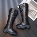 Girls Thick Solid Color PU Leather High Boots