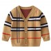 【2Y-9Y】Unisex Kids Plaid Long Sleeve Sweater Cardigan