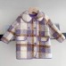 【18M-8Y】Girls Thick Purple Plaid Tweed Coat