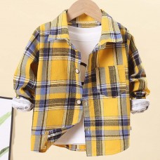 【18M-7Y】Boys Multicolor Plaid Long Sleeve Shirt (Only Shirt) - 4111