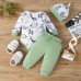 【0M-18M】3-piece Baby Boy Dinosaur Print Long Sleeve Romper And Pants Set With Hat