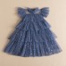 【2Y-8Y】Girls Star Mesh Ruffle Short Sleeve Dress