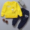 【9M-4Y】2-piece Unisex Giraffe Print Long-sleeved Sweatshirt And Pants Set