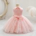 【12M-6Y】Girls Snowflake Pattern Mesh Sleeveless Princess Dress