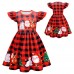 【2Y-10Y】3-piece Girls Christmas Print Short Sleeve Dress With Hair Accessories And Socks