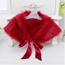 Girls Multicolor Faux Fur Shawl