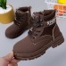 Boys Letter Print Lace Up Martin Boots