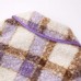 【18M-8Y】Girls Thick Purple Plaid Tweed Coat