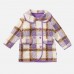 【18M-8Y】Girls Thick Purple Plaid Tweed Coat