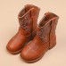 Girls Boho Embroidered PU Leather Boots