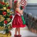 【3Y-10Y】2-piece Girls Christmas Sequin Sleeveless Princess Dress With Hairband