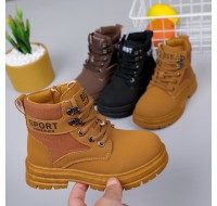 Boys Letter Print Lace Up Martin Boots