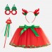 【2Y-7Y】4-piece Girls Christmas Tutu Skirt With Hair Accessories And Glasses And Magic Wand