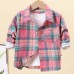 【18M-7Y】Boys Multicolor Plaid Long Sleeve Shirt (Only Shirt) - 4111